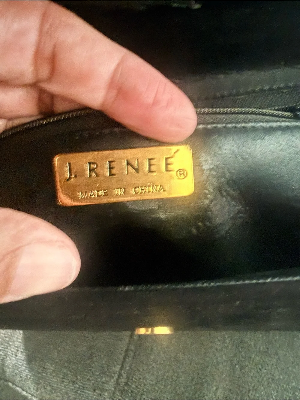 VTG. JRenee Blk suede w/ whimsical gold embroidery and cabochon jewels